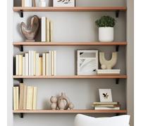 Wall Shelf Solid Oak Live Edge Light Brown 80x20x2cm Varnished Rustic Handmade