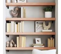 Wall shelf Solid oak live edge light brown 80x30x6 cm rustic varnished walldecor