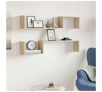 vidaXL 2x Wall Shelf Sonoma Oak Engineered Wood Wall-Mounted Hanging Shelf