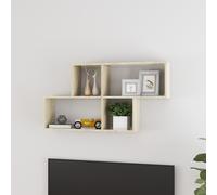 Wall Shelf Sonoma Oak 100x18x53 cm Engineered Wood White Floating Display Large