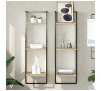 Wall Shelf Sonoma Oak 30x25x100 cm Engineered Wood 3-Tier Metal Frame Modern