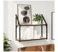 Wall Shelf Sonoma Oak 60x21x51 cm Engineered Wood 2-Tier Modern Wall-Mounted -UK