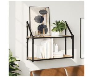 Wall Shelf Sonoma Oak 60x21x51 cm Engineered Wood 2-Tier Modern Wall-Mounted -UK
