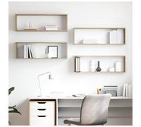 vidaXL 4x Wall Cube Shelf Sonoma Oak Engineered Wood Hanging Floating Unit
