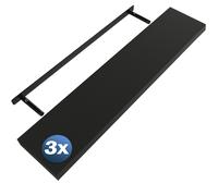 Wall shelf Suspended shelf 110cm set of 3 black + bracket