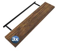 Wall shelf Suspended shelf 110cm set of 3 dark oak + bracket
