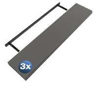Wall shelf Suspended shelf 110cm set of 3 grey + bracket
