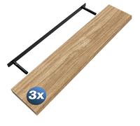 Wall shelf Suspended shelf 110cm set of 3 oak + bracket
