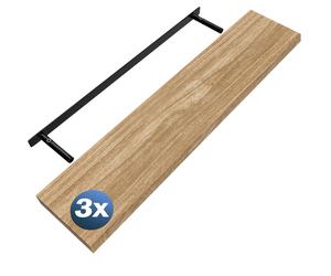 Wall shelf Suspended shelf 110cm set of 3 oak + bracket