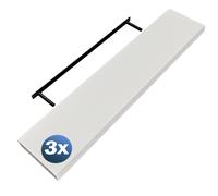 Wall shelf Suspended shelf 110cm set of 3 white + bracket