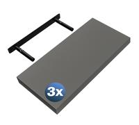 Wall shelf Suspended shelf 50cm set of 3 grey + bracket