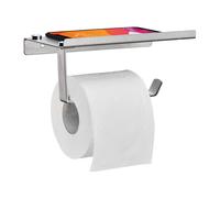 Wall Shelf Toilet Roll Paper Holder Phone Storage Bathroom Cabinet Steel Silver
