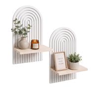 Wall shelf, wall decor, hanging floating wooden rainbow shelf set of 2