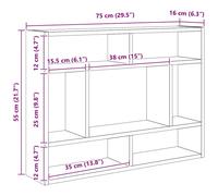 (smoked oak) vidaXL Wall Shelf Wall-Mounted Shelf Storage Display Rack Engineered Wood