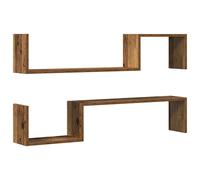vidaXL Wall Shelves 2 pcs Old Wood 100x15x20 cm Engineered Wood