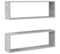 vidaXL 2x Wall Cube Shelf Concrete Grey Engineered Wood Hanging Floating Shelf