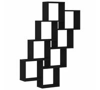 Wall Shelf Black Oak 90x15x119cm Engineered Wood 8-Shelf Modern Storage For Home