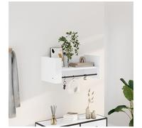 Wall Shelf White 70.5x35x30.5cm Engineered Wood Floating Shelf with Hanger Rack