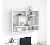 Wall Shelf White Engineered Wood 75x16x55cm Floating Cube Display Shelf Minimal