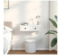 Wall Shelf with 2 Drawers White Engineered Wood 60x28x15 cm Floating Slim Design