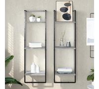 vidaXL Wall Shelf with Shelf Old Wood 30 x 25 x 100 cm Engineered Wood, Living Room, Rectangular Wall-Mounted Storage, Modern Shelving Unit, Elegant Wall Fixture, Functional Shelf Design