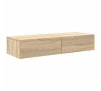 vidaXL Wall Shelf with Drawers Smoked Oak 100x36x19 cm Engineered Wood