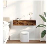 vidaXL Wall Shelf with Drawers Smoked Oak 80x33x17 cm Engineered Wood
