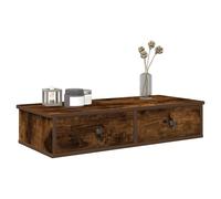 (smoked oak, 80 x 31 x 17 cm) vidaXL Wall Shelf with Drawers White 60x25x15 cm Engineered Wood