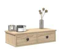 (sonoma oak, 60 x 25 x 15 cm) vidaXL Wall Shelf with Drawers White 60x25x15 cm Engineered Wood