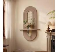 Wall Shelf with Rattan Weaving Vase for Plant Display, Modern Home Decor in Living Room and Entrance