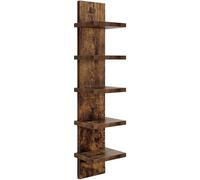 Wall Shelf, Wooden Shelf, Bookshelf, Storage Shelf, Vertical with 5 Shelves Made of Sealed Wood for Decorative And Functional Organization for Office, Brown