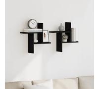 Wall Shelves 2 pcs Black Oak 38x12x38 cm Engineered Wood Berkfield Home Black One Size