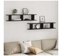 Wall Shelves 2pc Black Oak 105x18x20cm Engineered Wood Floating Display Set