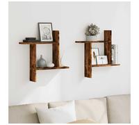 Wall Shelves 2pc Smoked Oak 50x12x50cm Engineered Wood Floating Display Storage