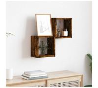 vidaXL Wall Shelves 2 pcs Smoked Oak 26 x 15 x 26 cm Engineered Wood