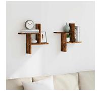 Wall Shelves 2pc Smoked Oak Engineered Wood Floating 38x12x38cm Space-Saving Set