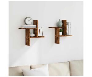 Wall Shelves 2pc Smoked Oak Engineered Wood Floating 38x12x38cm Space-Saving Set