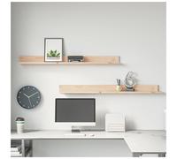 Wall Shelves 2pc Solid Pine Wood Natural 110x11x9cm Floating Rustic Display Set