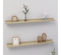 Wall Shelves 2pc Sonoma Oak MDF 80x9x3 cm Floating Display Storage for kitchens