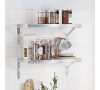 Wall Shelves 2pc Stainless Steel Floating Display Storage Shelves Kitchen Bathro
