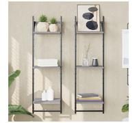 Vidaxl 3-Tier Wall Shelves With Bars 2 Pcs Grey Sonoma 30X25X100 Cm