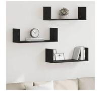 Wall Shelves 3pc Black Oak 58x18x18cm Engineered Wood Floating Shelf for Home