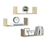 Wall shelves 3pc Sonoma Oak 58x18x18 cm Engineered Wood Floating Display Storage