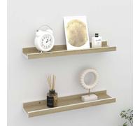 vidaXL 2x Wall Shelves White and Sonoma Oak 40x9x3 cm Hanging Display Racks