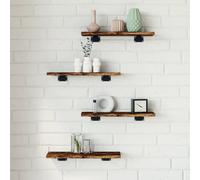 Wall shelves 4pc Smoked oak 40x10x1.5 cm Engineered wood Display Storage 4pk UK