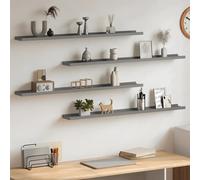 Wall Shelves 4pcs Grey MDF 100x9x3cm Slim Floating Display Shelf Pack for Home.