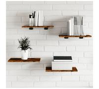 Wall Shelves 4pcs Set Smoked Oak 40x30x1.5cm Engineered Wood Floating Display UK