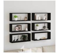 Wall Shelves 6pcs Black Oak Engineered Wood 60x15x23cm Modern Floating Displays