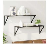 vidaXL 80 x 25cm Black Oak Wall Shelf Set of 2