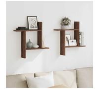 Wall Shelves Brown Oak Engineered Wood Floating 50x12x50cm Pair for Home Storage